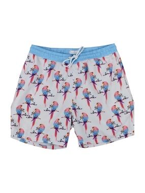 Public Record XL Swim Trunks‎ Parrot Print Blue Waistband Beach Shorts